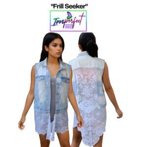 Upcycled denim vest with lace